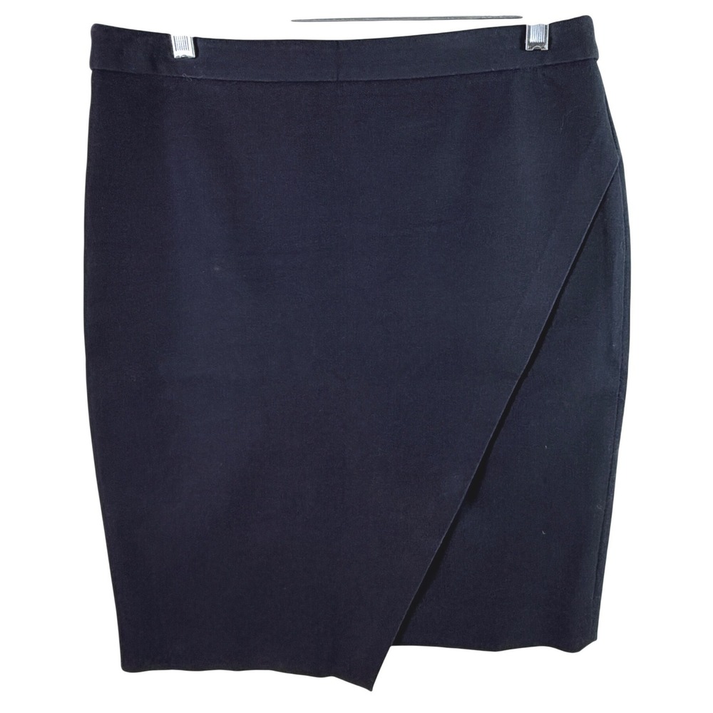 Banana Republic Navy‎ Blue Faux Wrap Asymmetrical Tulip Pencil Skirt Womens 6